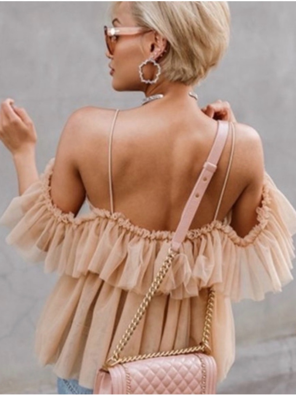 Simple Ruffle Sheer Spaghetti Strap Blouse - Picture 3 of 8